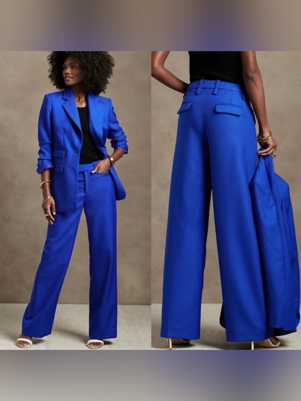 Banana Republic Lido Wide Leg Wool Pants Voltage Blue Size 2 Short